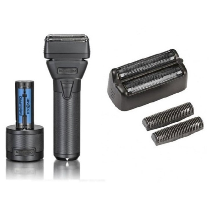 Set aparat de ras electric BaByliss Pro, Black, cu lama oscilanta, pentru barbierit uscat