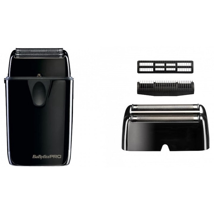 Set aparat de ras electric BaByliss Pro UV Double Foil Metal, cu lame oscilante, alimentare cu acumulator, multicolor
