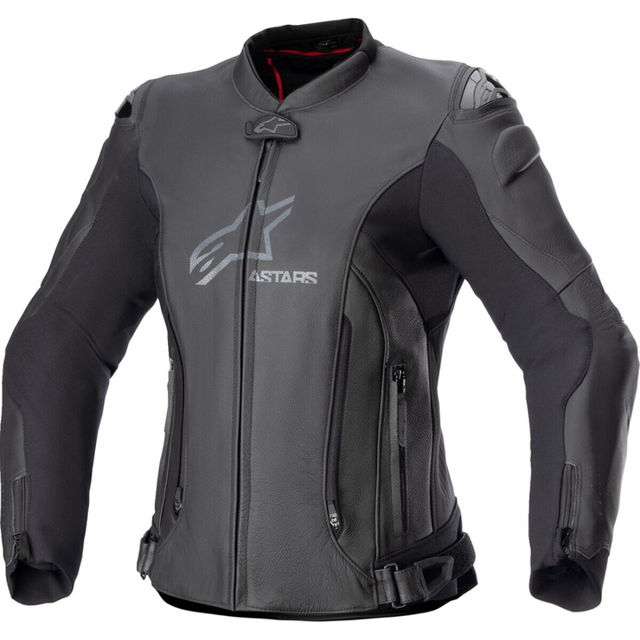 Jacheta de motocicleta din piele pentru femei Alpinestars GP Plus V4, neagra, marimea 46, cu protectii si ventilare ajustabila