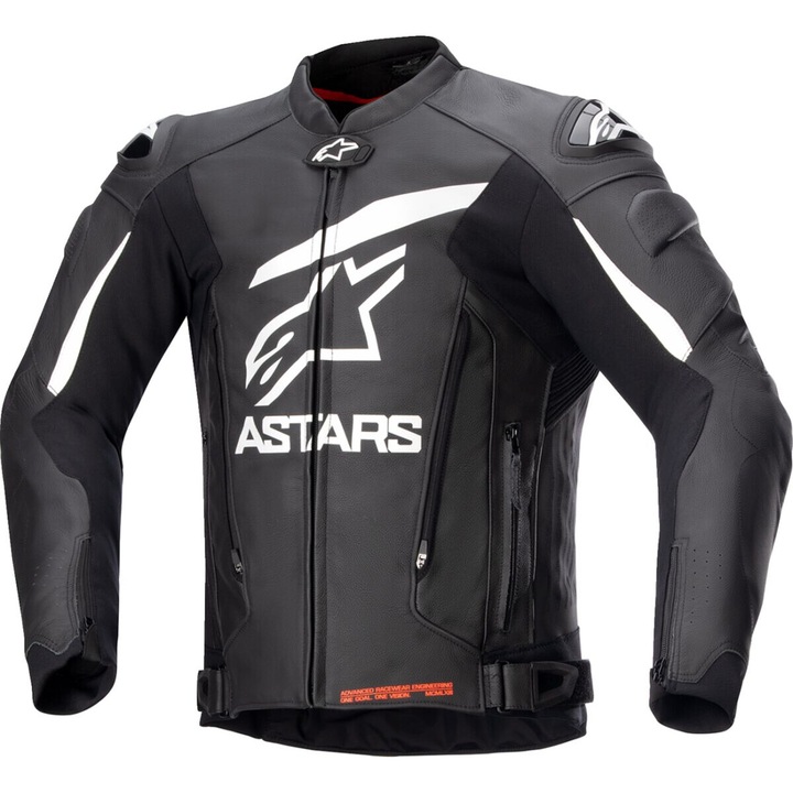 Мото яке Alpinestars GP Plus V4, кожа, черно/бяло, размер 58, с вградени протектори