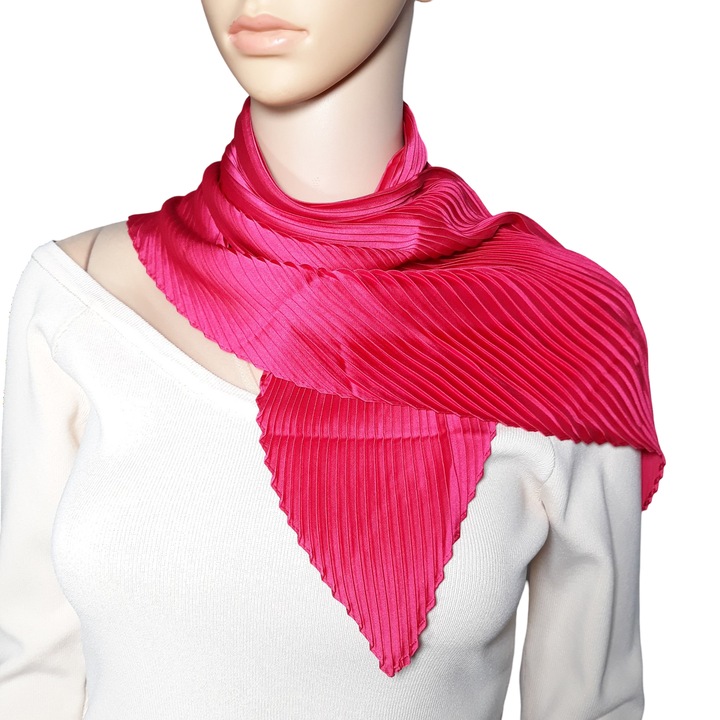 Női sál, redőzött, ciklámen, 100x60 cm