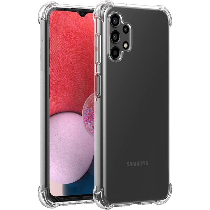 Intelli® Защитен Калъф Съвместим със Samsung Galaxy A13 4G, от силиконов гел, Ъгли против удар, Защита на камерата, Тънък, Прозрачен