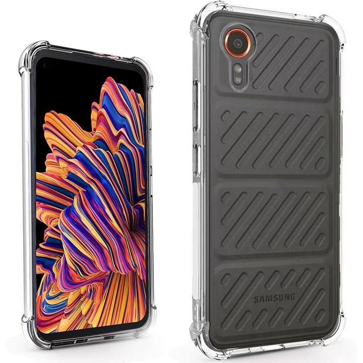 Intelli® Защитен калъф, съвместим със Samsung Galaxy Xcover 7, от силиконов гел, Ъгли против удар, Защита на камерата, Тънък, Прозрачен