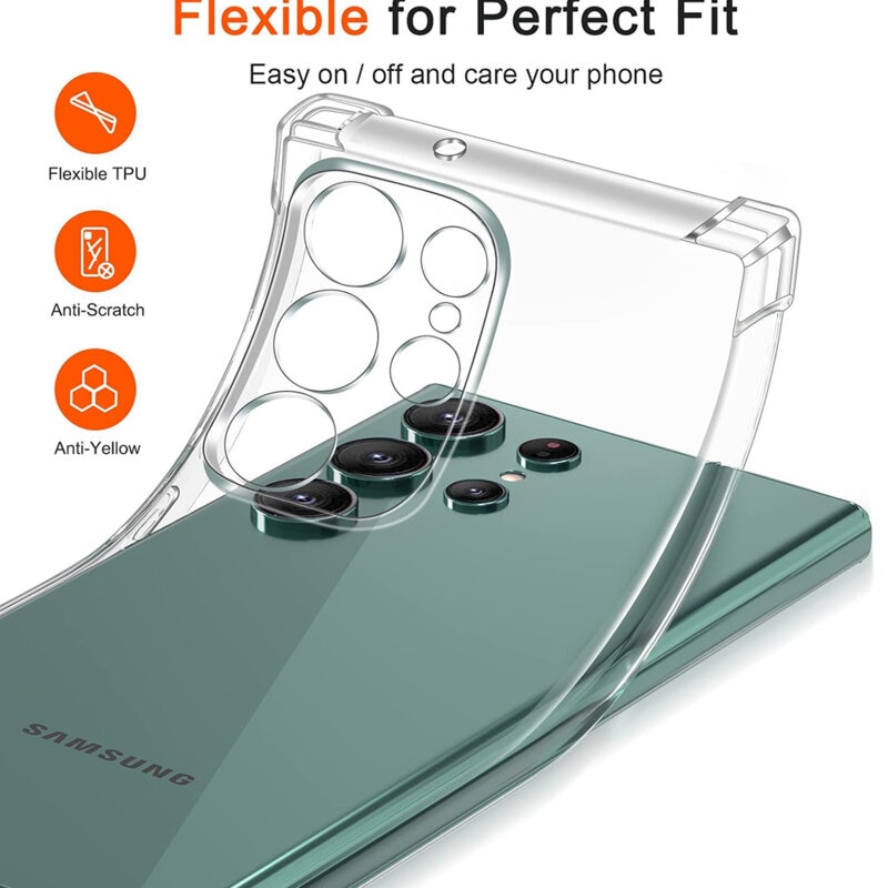 BestCase® Husa Pentru Samsung Galaxy S25 Ultra, Anti Shock 1.5MM, Protectie camera si ecran, Transparent