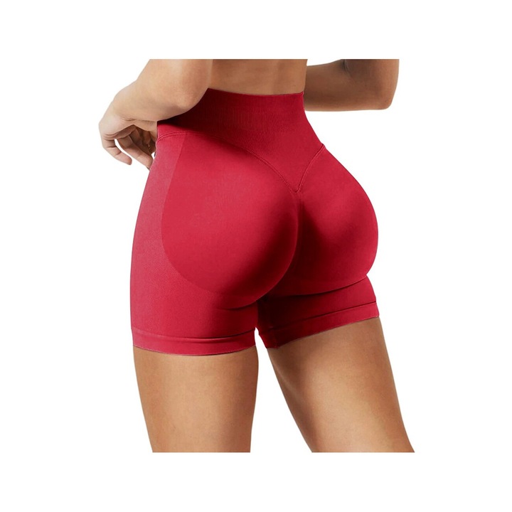 Női sportnadrág, piros, varrás nélküli fazon, magas derekú, Piros