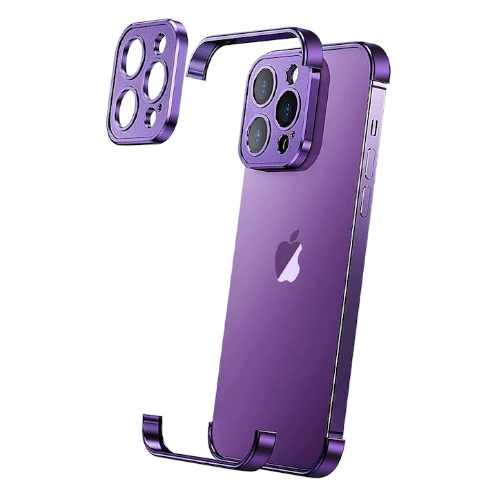 Калъф Optim Solution, Urban Ripple, Защита на ъглите и камерата, За iPhone 16 Pro, Алуминий от аерокосмически клас, AntiShock, Плъзгащ се дизайн, Лилав