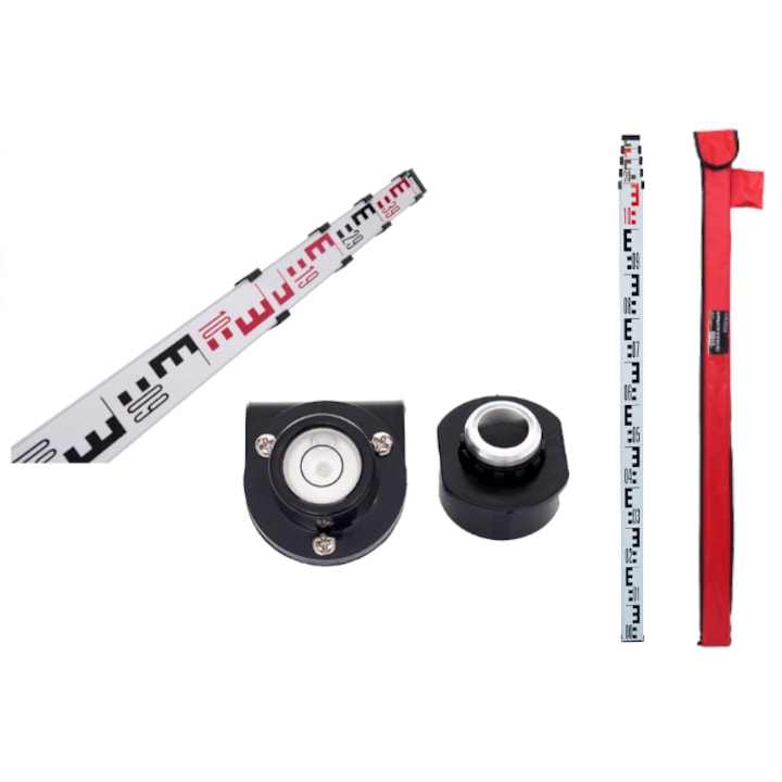 Tija rigla brat dispozitiv telescopic 5m masurare inaltime nivelare cu bula (KD1097)