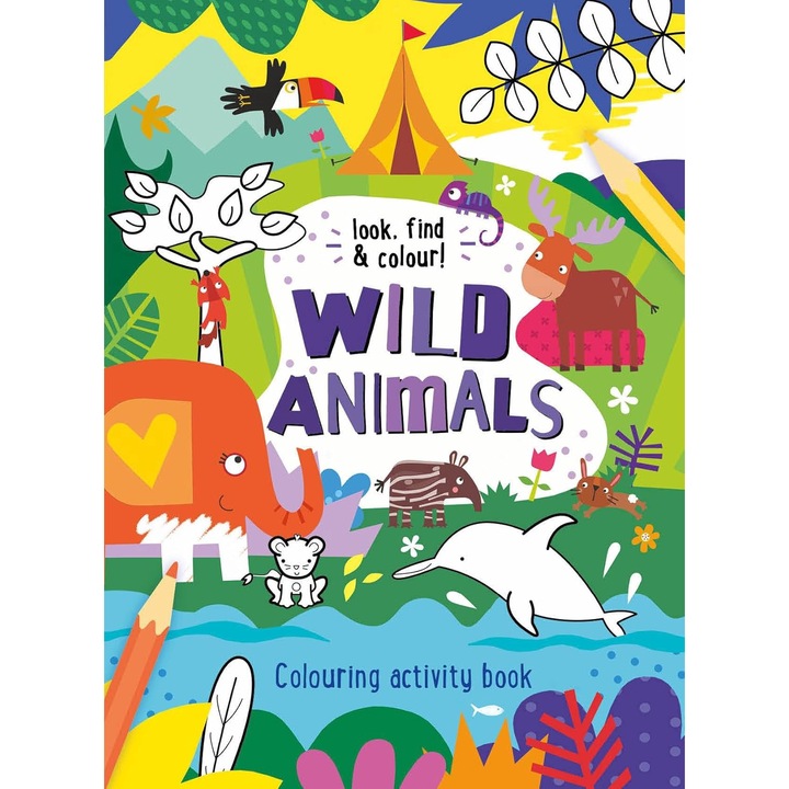 Carte cu activitati cauta, gaseste, coloreaza Wild Animals