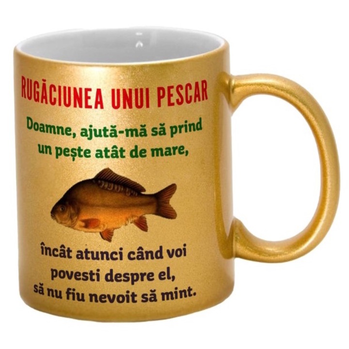 Cana aurie personalizata Rugaciunea unui pescar, 325 ml, Pop Radu Daniel II