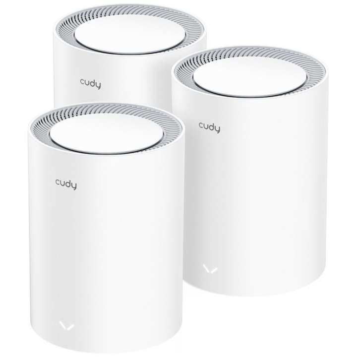 Cudy M3000 Mesh Wi-Fi система (опаковка от 3), AX3000, двулентова, Wi-Fi 6, 2.5G порт, покритие на целия дом