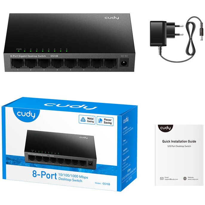 Switch Cudy GS108, 8 porturi Gigabit - eMAG.ro