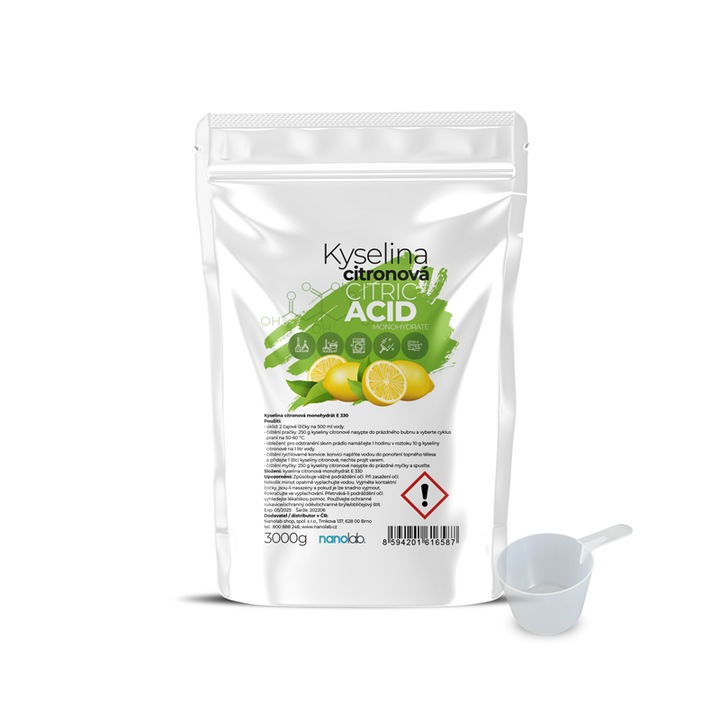 Acid citric Nanolab 3 kg, solid, incolor, ambalaj cu inchidere ZIP