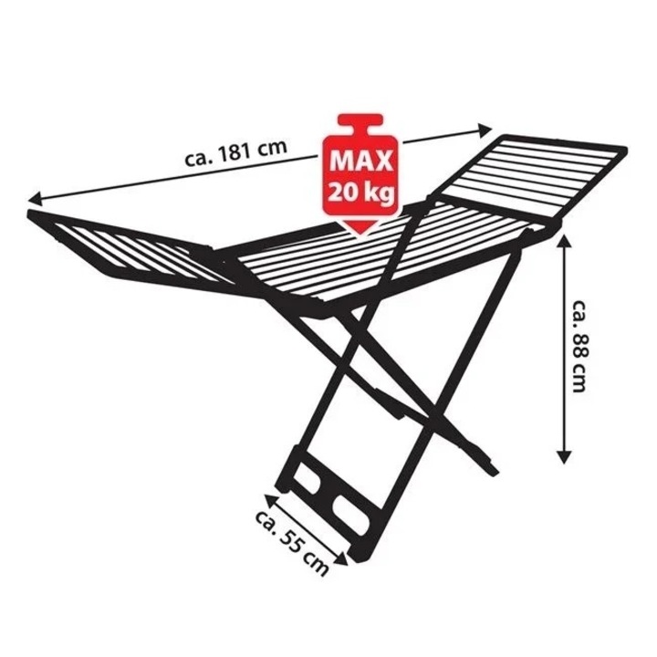 Szárítógép, Welora, műanyag, mérete 181x55x88cm, fehér