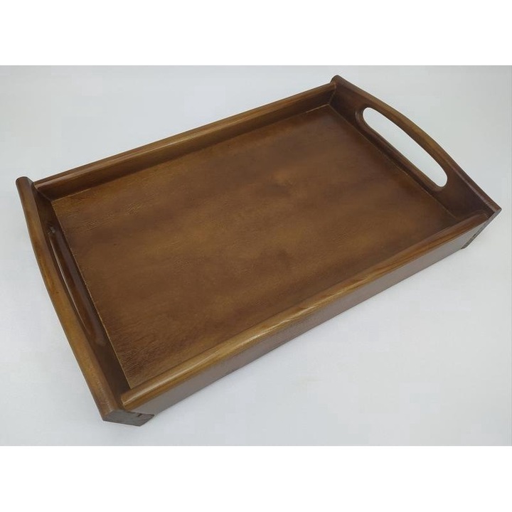 Tava de Mic Dejun Pliabila din Lemn 43 cm * 27cm, Inaltime pe Picioare 21 cm, Maro