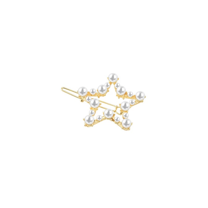 Gyöngyös hajcsat szett, 6 darabos, csillagmintás