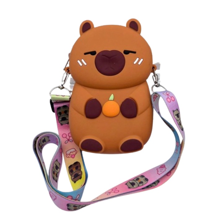 Capybara táska, VICTINY ® Pop it Now gyerekeknek, szilikon, barna, 12 cm