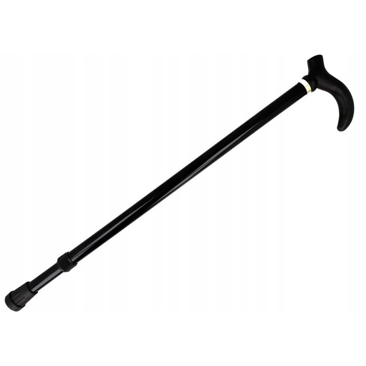 Baston reglabil pentru mers, 75-90 cm, maner ergonomic in forma de T, varf antiderapant, structura usoara din aluminiu, negru