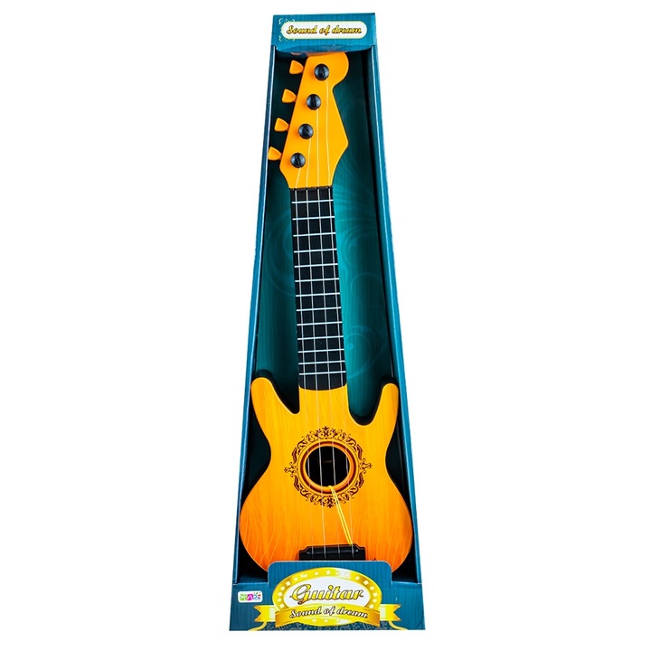 Műanyag játékgitár, Vision XXI, 43x14x5 cm, 4 fém húr