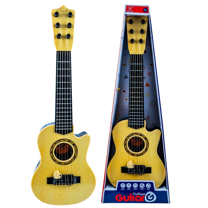 Műanyag játékgitár, Vision XXI, 55x18x6 cm, 6 fém húr