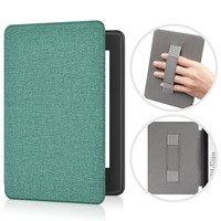 Husa Flip pentru Kindle Paperwhite 12th Gen 2024 (7 inch)si Kindle Colorsoft Signature Edition, slim ultra-light functie sleep/wake-up inchidere magnetica, cu maner, material textil, Verde menta