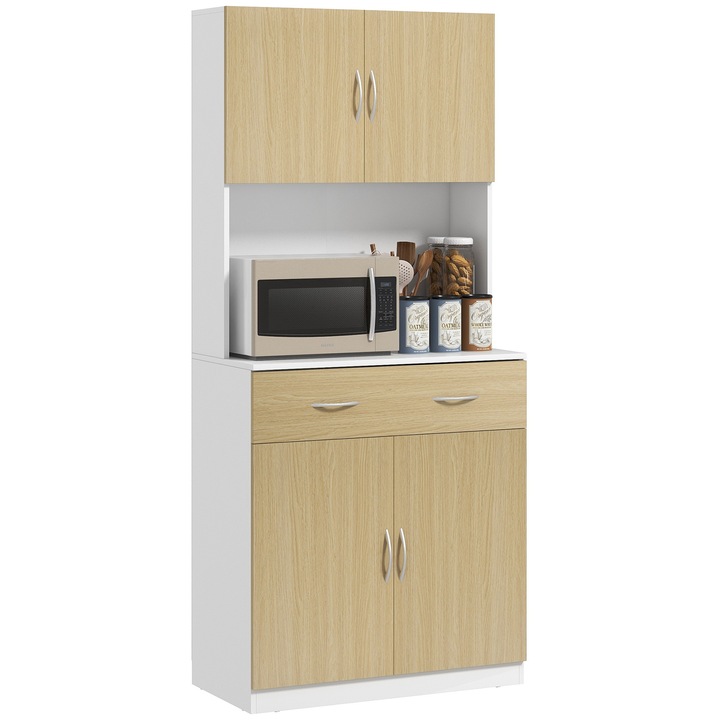 Dulap de Bucatarie, Homcom, 80x40x180 cm, Alb/Bej