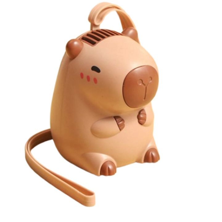 Ключодържател VICTINY с ръчно ветрило, сладка висулка капибара кремаво кафяво