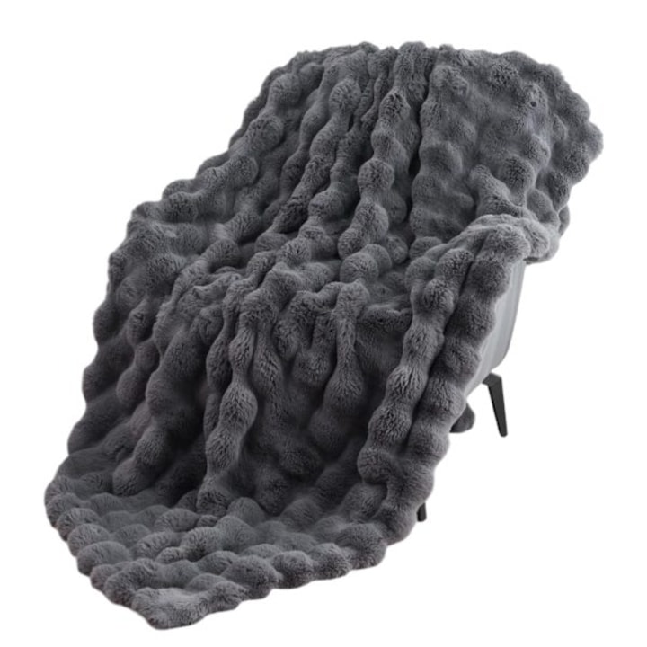 Patura moale, ofera confort unic, ideala pentru nopti racoroase, material prietenos cu pielea, design chic, 100 x 160 cm - COZYGLAM gri