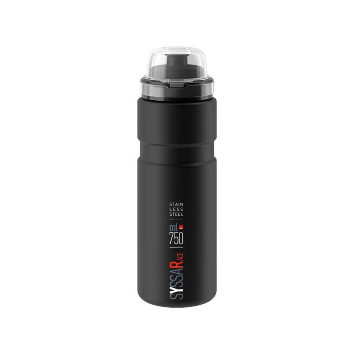 Bidon ELITE, SYSSA RACE MTB, 750ml, inox, negru mat, FARA BPA