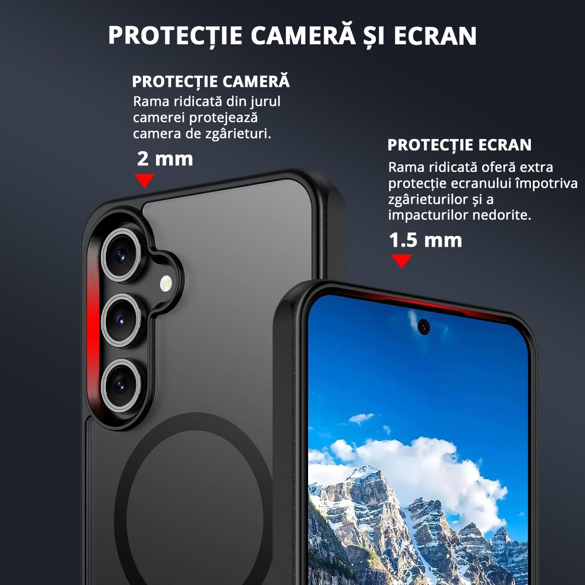 Husa pentru Samsung Galaxy S24 PLUS, MagSafe, Protectie standard Militar, cu Suport Metalic Incorporat, Negru