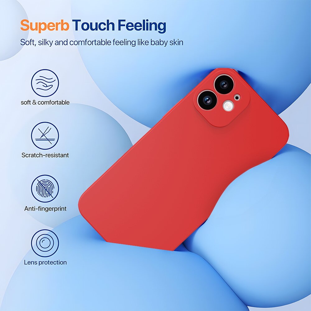 Husa telefon, compatibila cu iPhone 12 (6.1 inch), material moale anti-zgarieturi, rosu