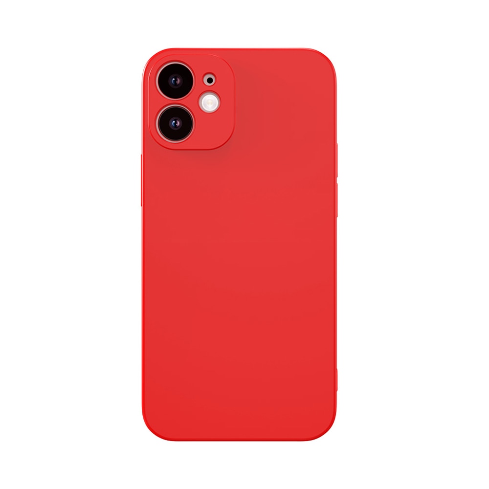 Husa telefon, compatibila cu iPhone 12 (6.1 inch), material moale anti-zgarieturi, rosu
