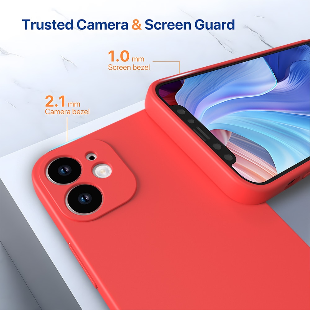 Husa telefon, compatibila cu iPhone 12 (6.1 inch), material moale anti-zgarieturi, rosu