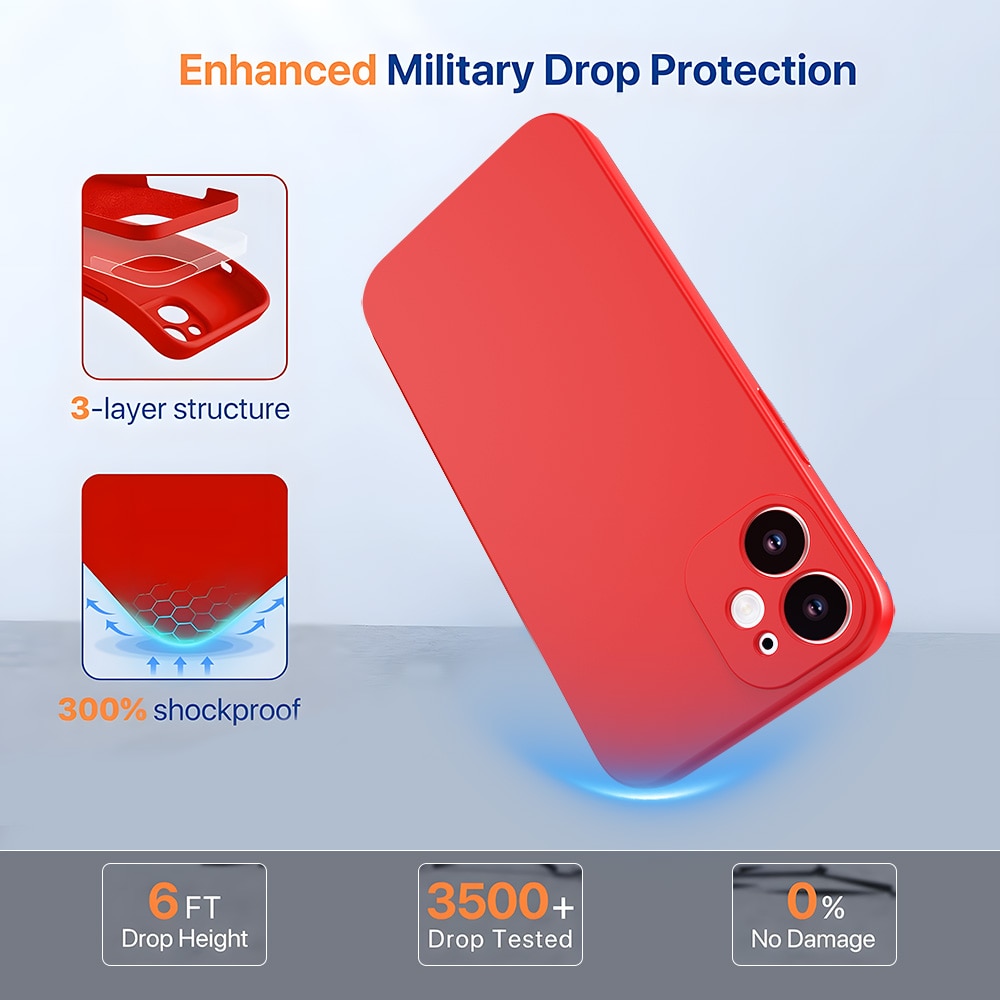 Husa telefon, compatibila cu iPhone 12 (6.1 inch), material moale anti-zgarieturi, rosu