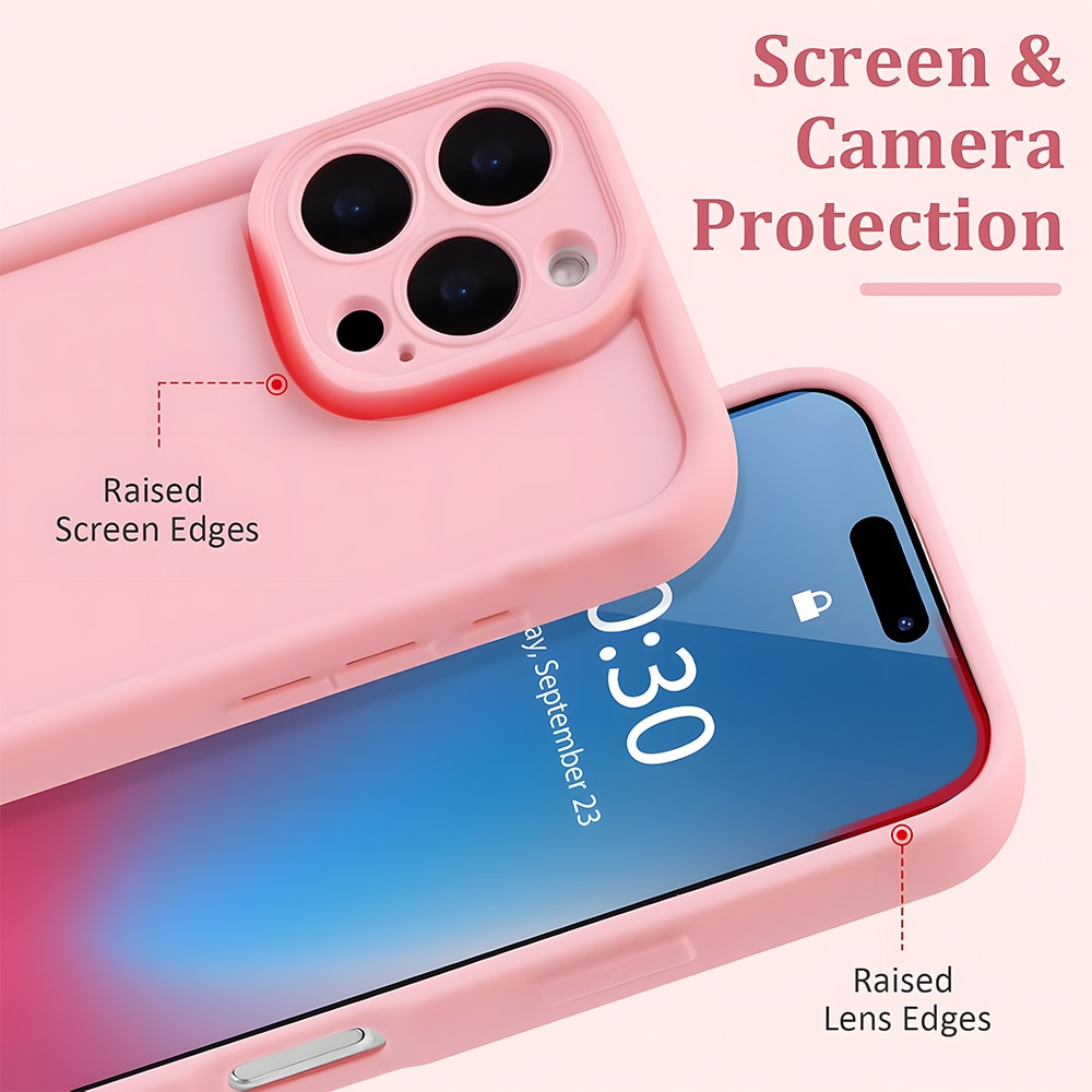 Husa telefon, compatibila cu iPhone 12 Pro (6.1 inch), protectie pentru camera, husa usoara de protectie, roz