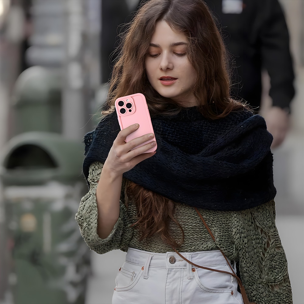 Husa telefon, compatibila cu iPhone 12 Pro (6.1 inch), protectie pentru camera, husa usoara de protectie, roz