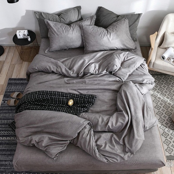 Двойно спално бельо, сатениран памук, Simplicity V1 4 бр