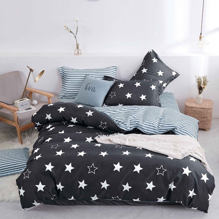 Двойно спално бельо, сатениран памук, падаща звезда 4 бр