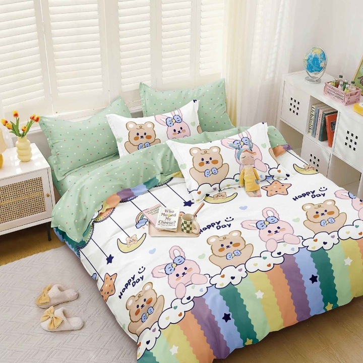 Двойно спално бельо сатениран памук Playful 4 бр