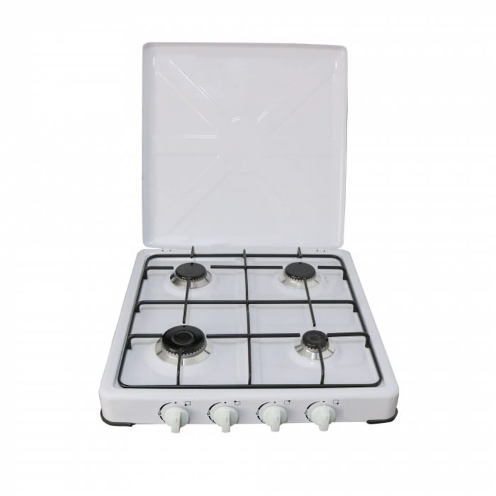 Aragaz Ocean Emailat Pentru Butelie, 4 Ochiuri, GPL, 4.4 kW, Alb, 53.5x52.5x10 cm