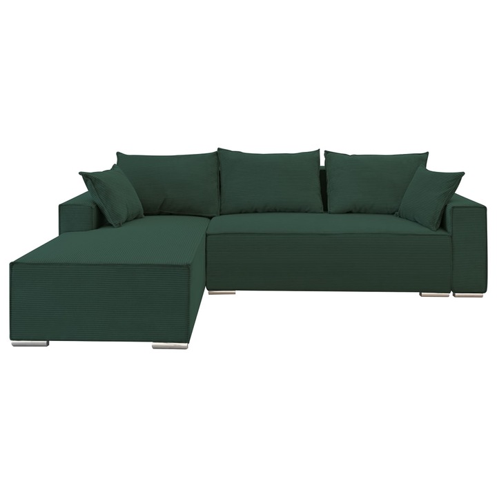 Coltar extensibil Lincoln mini stanga, cu lada de depozitare, 280*185*102cm, Verde