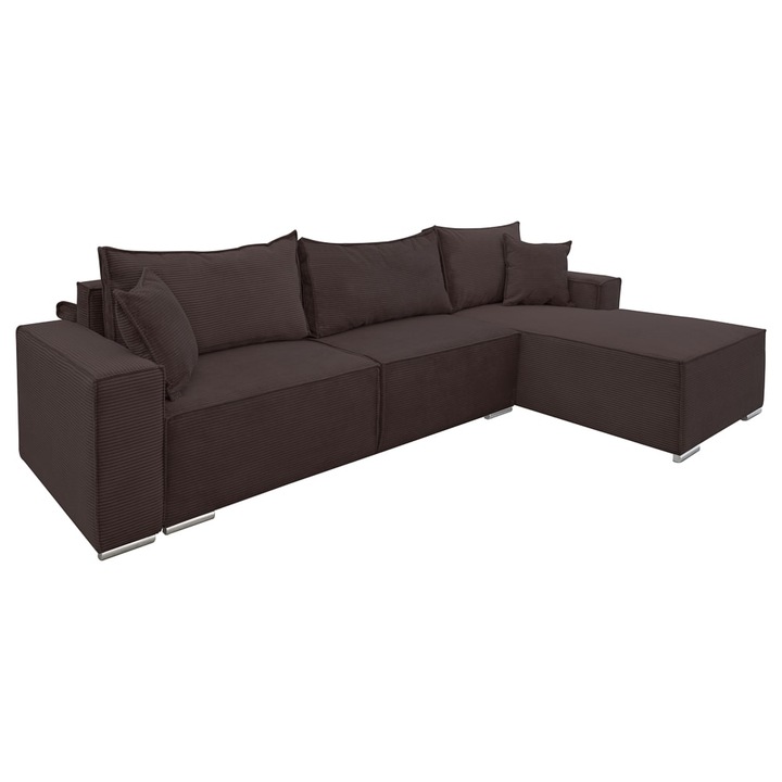 Coltar extensibil Lincoln dreapta, cu lada de depozitare, 310*185*102 cm, maro 29N