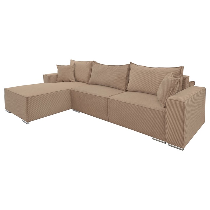 Coltar extensibil Lincoln stanga, cu lada de depozitare, 310*185*102 cm, Cappuccino 17N