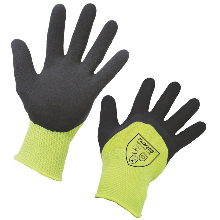 Manusi cauciucate negre cu sintetic verde, marimea XL