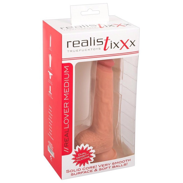 Valósághű vibrátor, Realisticxxx, 21,7 cm, kétrétegű szilikon, bézs