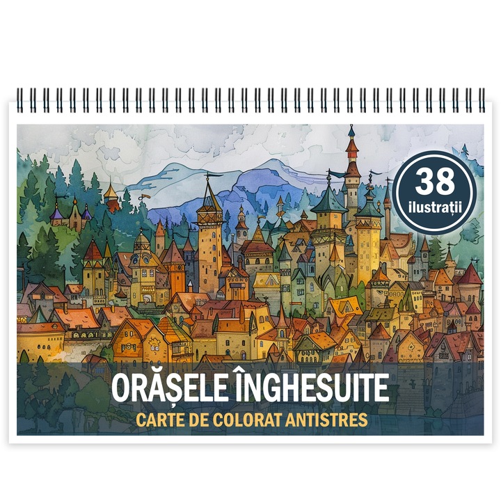 Антистрес книга за оцветяване, 38 илюстрации Претъпкани градове, 82 стр