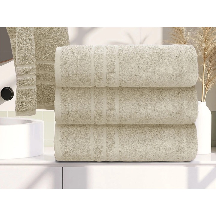 Prosop CONFORT Maxi 100x200 cm crem, 100% bumbac