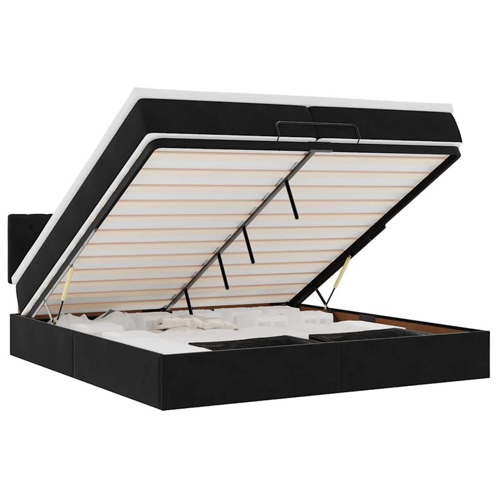 vidaXL Ottomán ágykeret matracokkal Fekete 200x200cm bársony 3312718