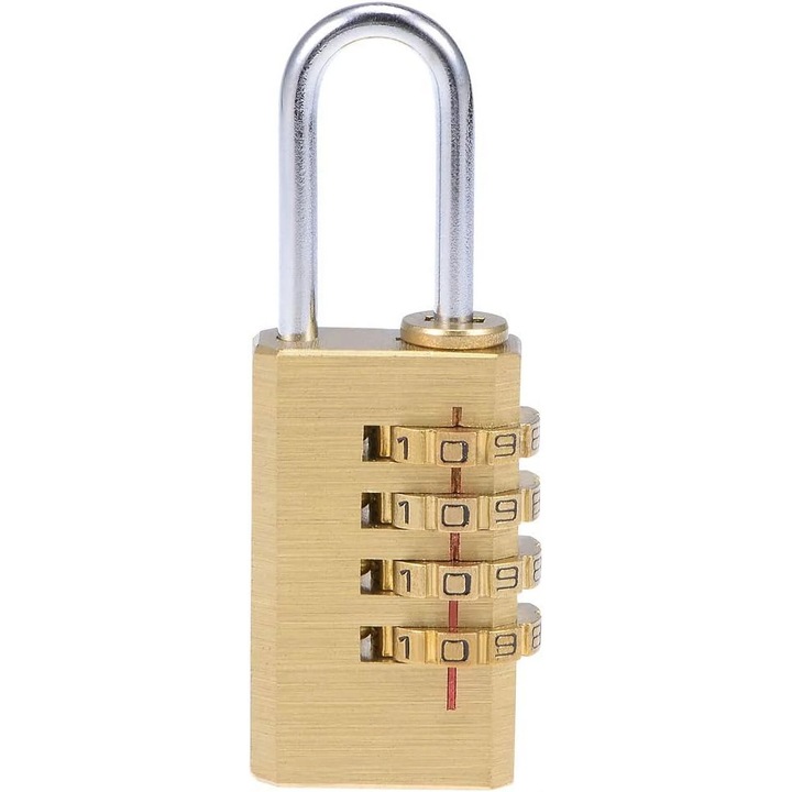 4-цифрен комбиниран катинар, 3 мм диаметър, 9x23 мм, месинг, устойчив на атмосферни влияния