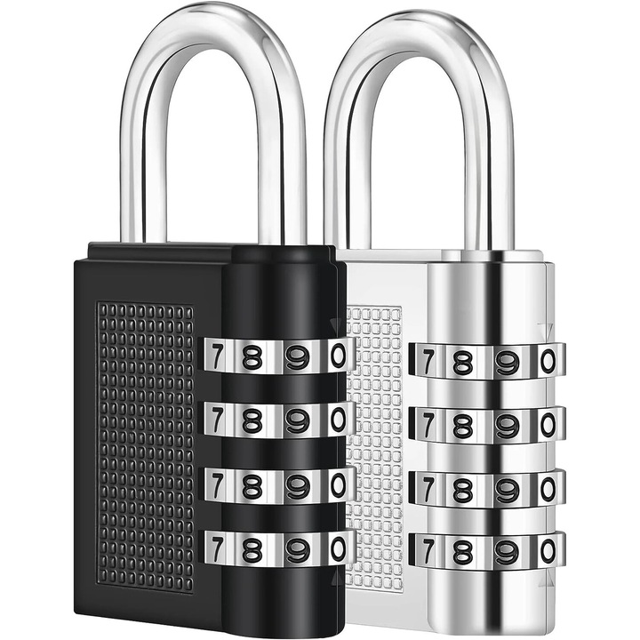 Комплект от 2 секретни брави, 4 цифри, устойчиви на атмосферни влияния, черна и сребриста