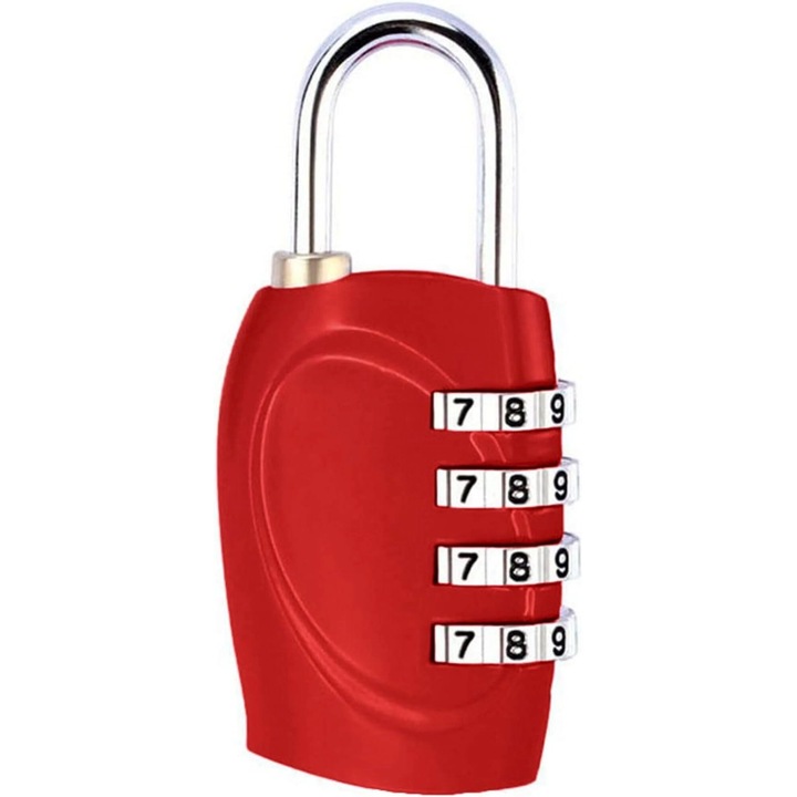 4-цифрена секретна брава, цинк, червена, 1 бр., за училище, фитнес, кутия за инструменти, багаж
